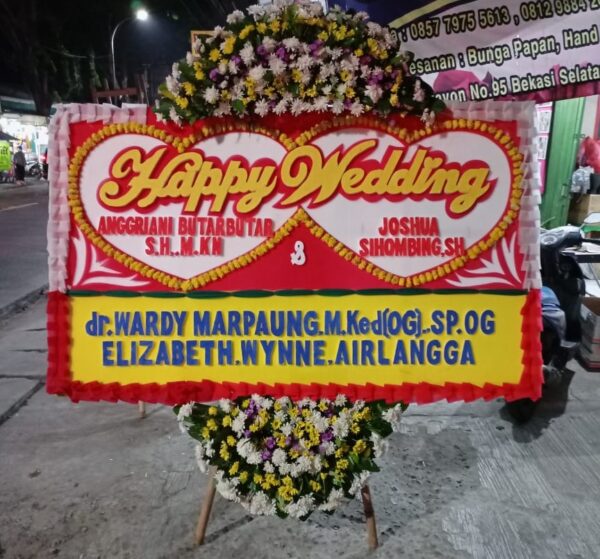 Ucapan Happy Wedding dengan Bunga